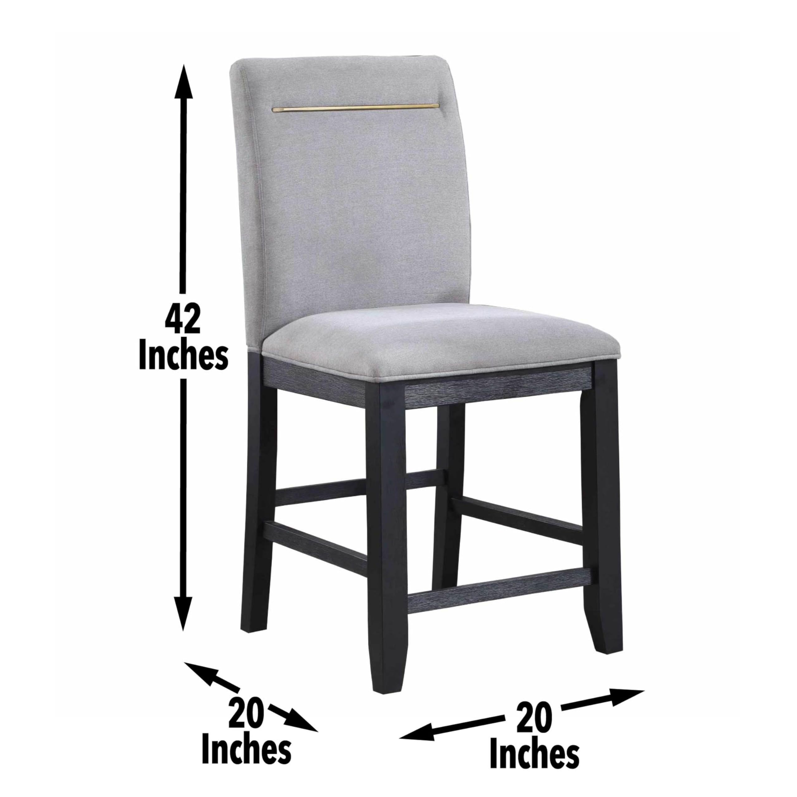 Steve Silver Yves SilverShield Performance Fabric Accent-Rubbed Charcoal Finish, Set of 2 Counter Chair, 20 x 20.35 x 42, Gray,gold,grey,Silver
