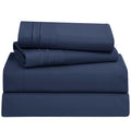 Clara Clark Bed Sheets, Premier 1800 Series 4 Piece Bed Sheet Set, Deep Pocket, Wrinkle, Fade, Stain Resistant, Luxury Soft Bedding Sheets & Pillowcases, Split King, Navy Blue