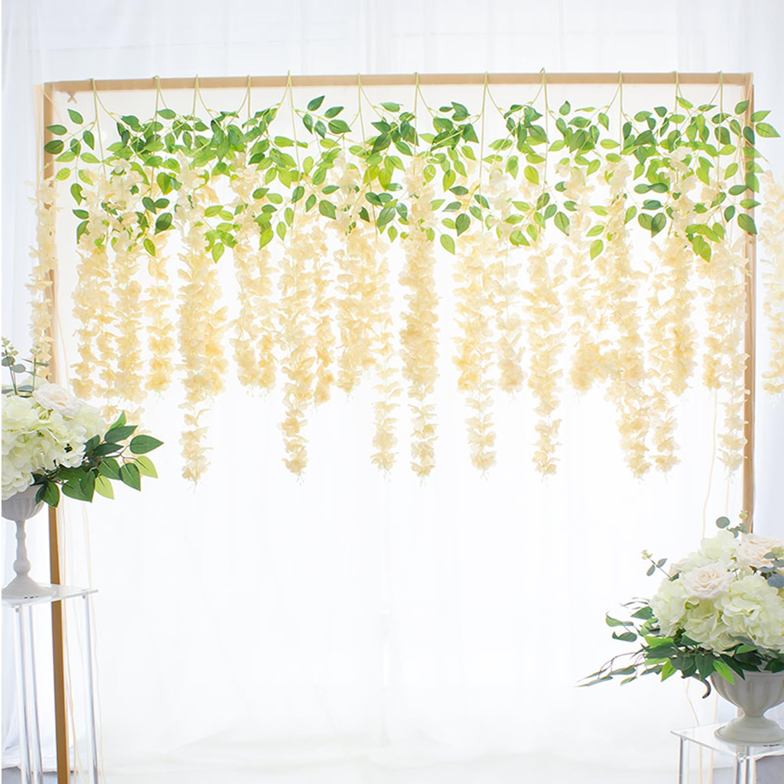 12 Pack Wisteria Hanging Flowers, 3.77 Feet Artificial Flower Vines, Fake Rattan Hanging Flowers, Silk Wisteria Garland Flowers