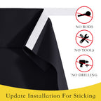 Nicetown No Drill Blackout Door Curtain Panel - Patio Door Curtain For Sliding Door Closet Door Shade Thermal Insulated Self Sticky Blinds For Indoor Windows, 36' Wide X 72' Length, Black, 1 Piece