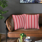 Red And White Striped Pillow Covers 18X18 In Couch Pillow Case Sets Of 2 Modern Decorative Square Throw Pillows For Home Living