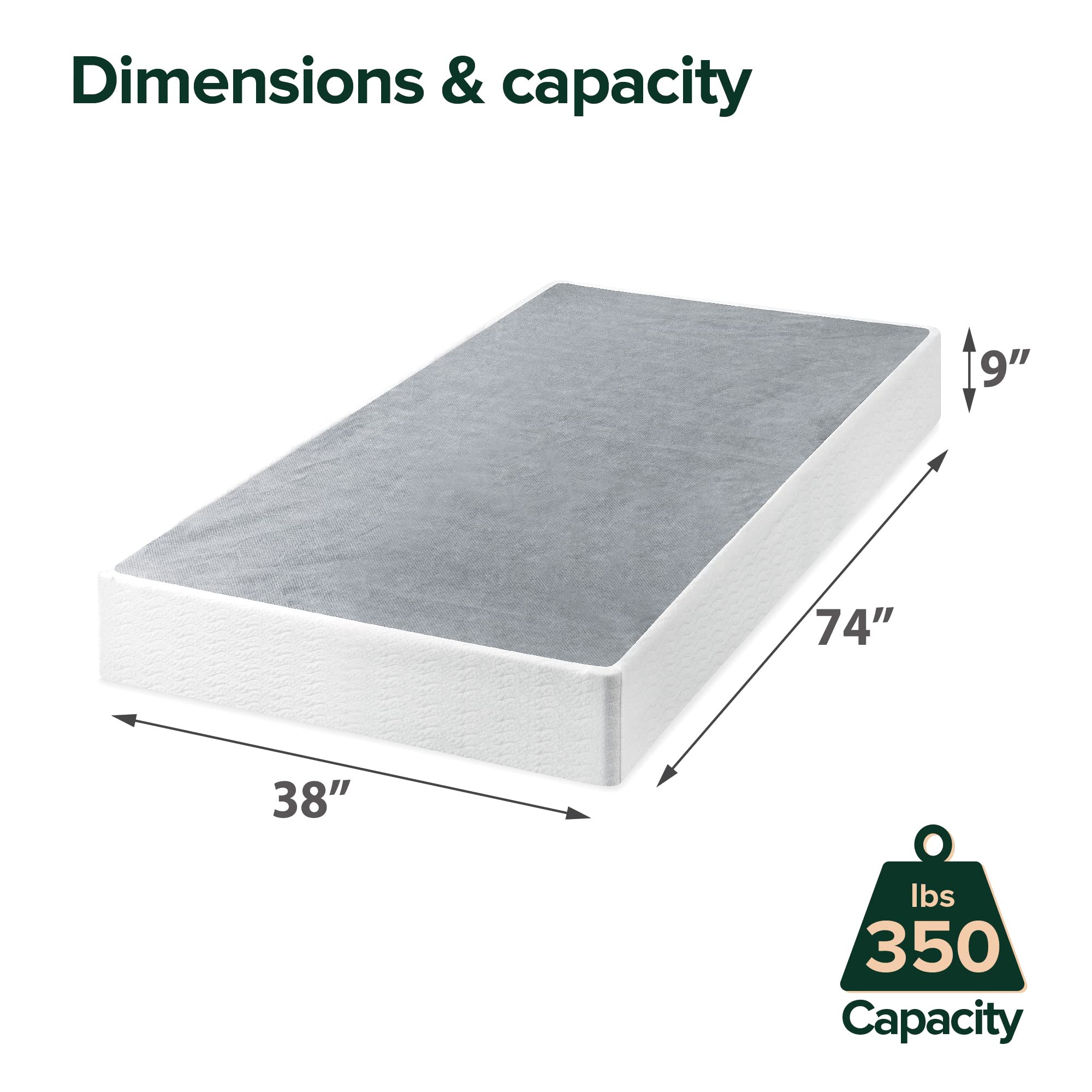 Zinus 9 Inch Metal Smart Box Spring, Mattress Foundation, Strong Metal Frame, Easy Assembly, Twin