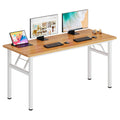 DlandHome Computer Desk 62 inches Office Desk Computer Table Study Writing Desk Workstation for Home Office Metal Frame Teak and