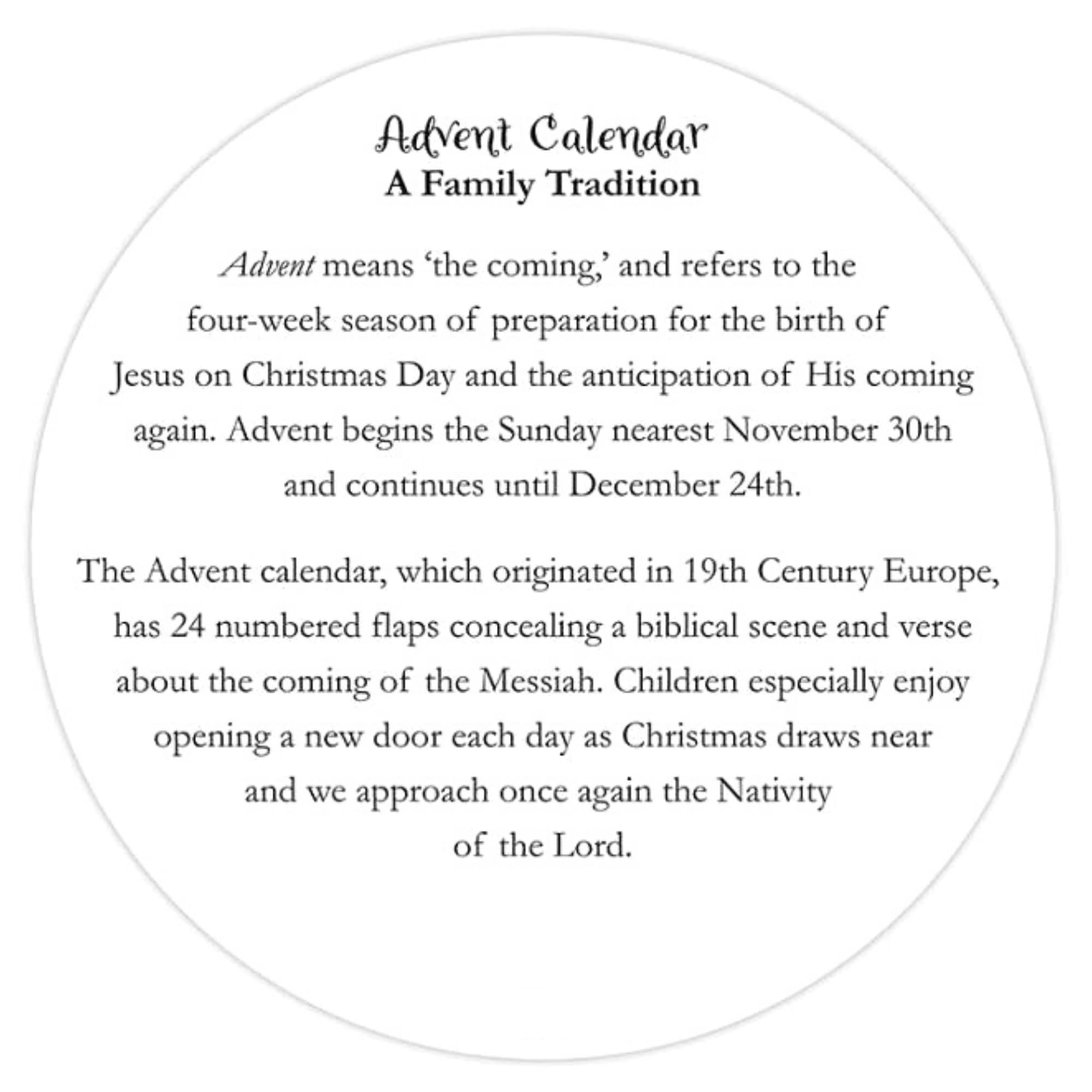 Round Hanging Religious Catholic Advent Calendar 2024, For We Have Seen His Star Nativity Scene Colorful Countdown To Christmas