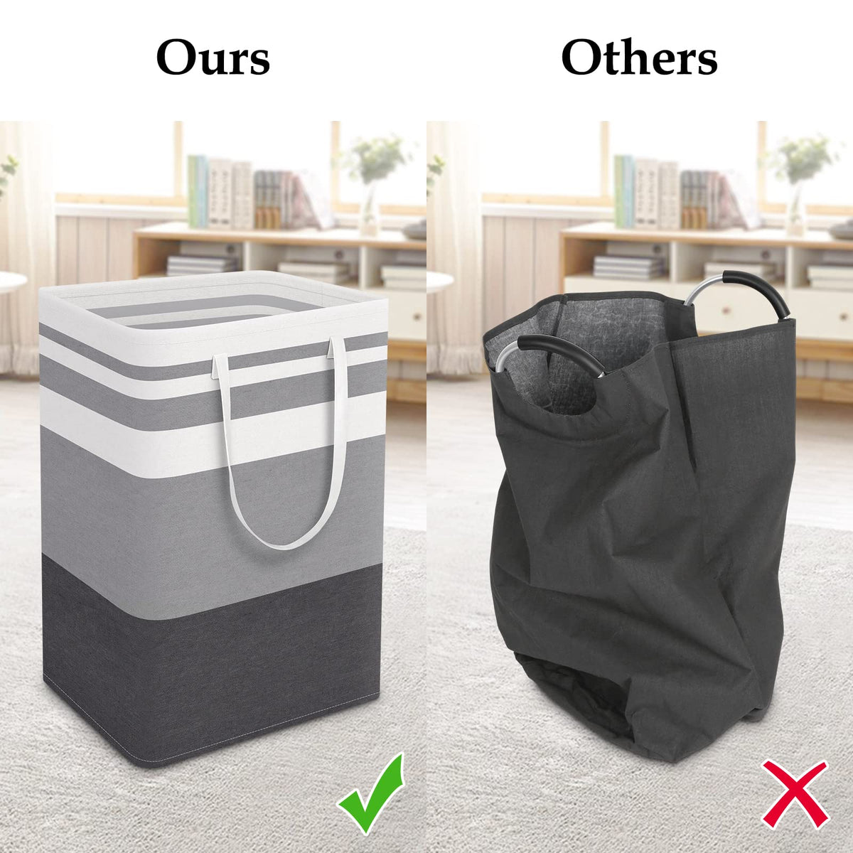 Storageright Large Collapsible Laundry Basket Hamper With Easy Carry Handles,Freestanding Clothes Hampers For Laundry, Bedroom,