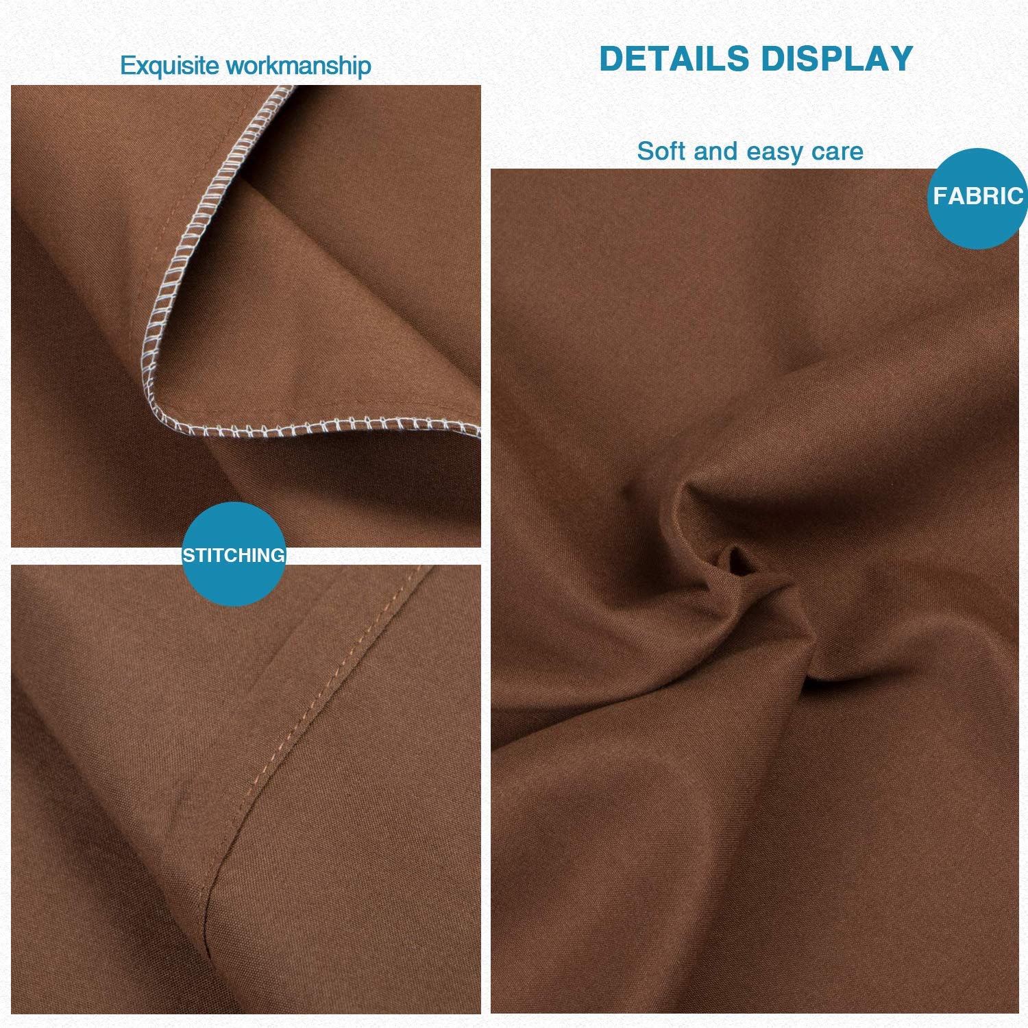 Flxxie Body Pillow Cover - Super Soft Microfiber 20X54 Body Pillow Case - Envelope Closure, Wrinkle, Stain Resistant Brown Body