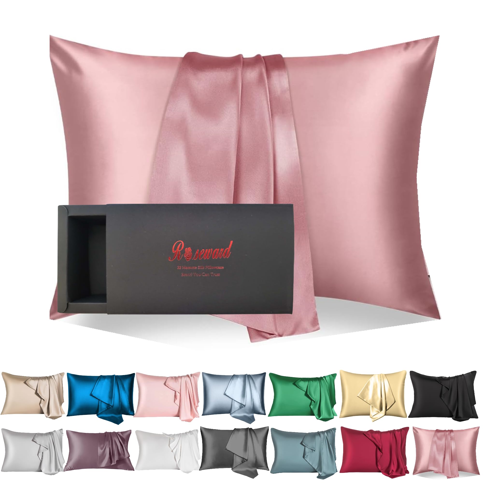 100% Mulberry Silk Pillow Cases King for Hair and Face, 22 Momme 100% Silk Pillowcases for Hair and Face, 6A Grade Natural Silk,