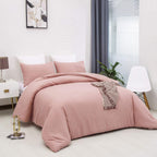 Houseri Pink Comforter Set Queen Light Pink Bedding Blush Pink Comforter Set Dusty Pink Comforter For Girls Women Rose Pink Bedd