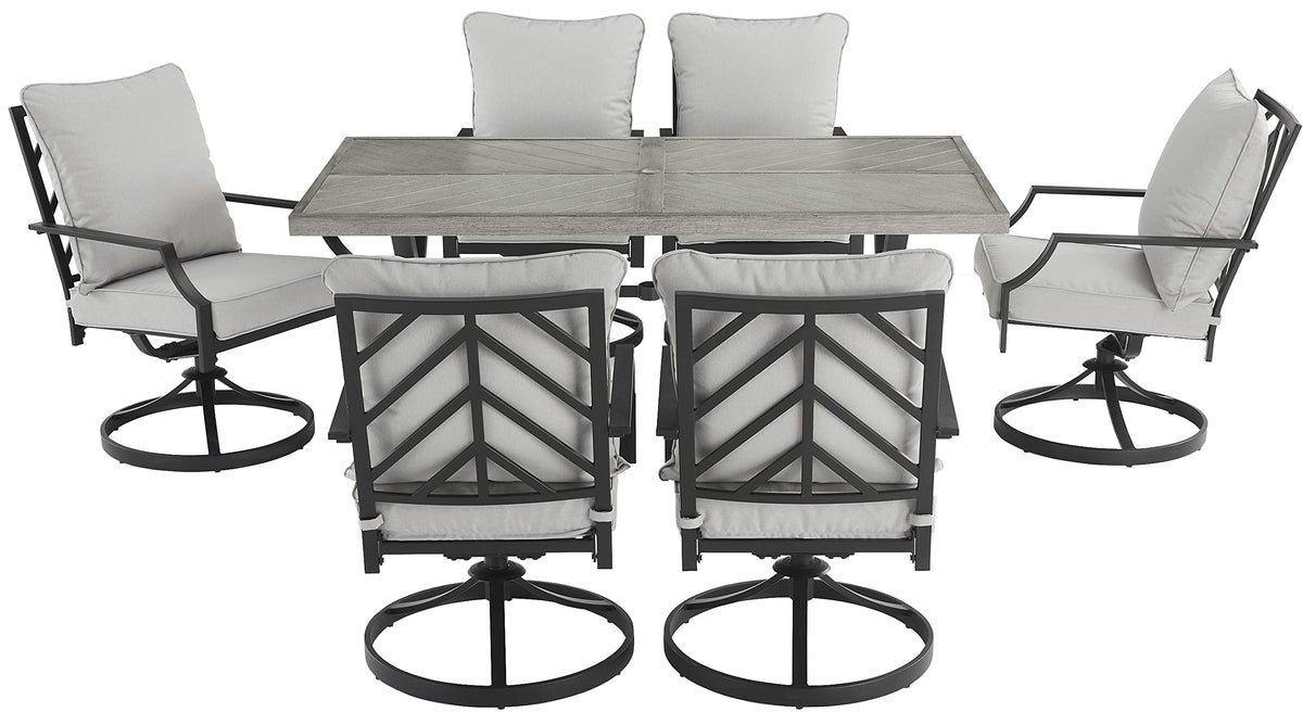 Crosley Furniture KO60062MB-GY Otto Outdoor Metal 7-Piece Dining Set, Matte Black with Gray Cushions