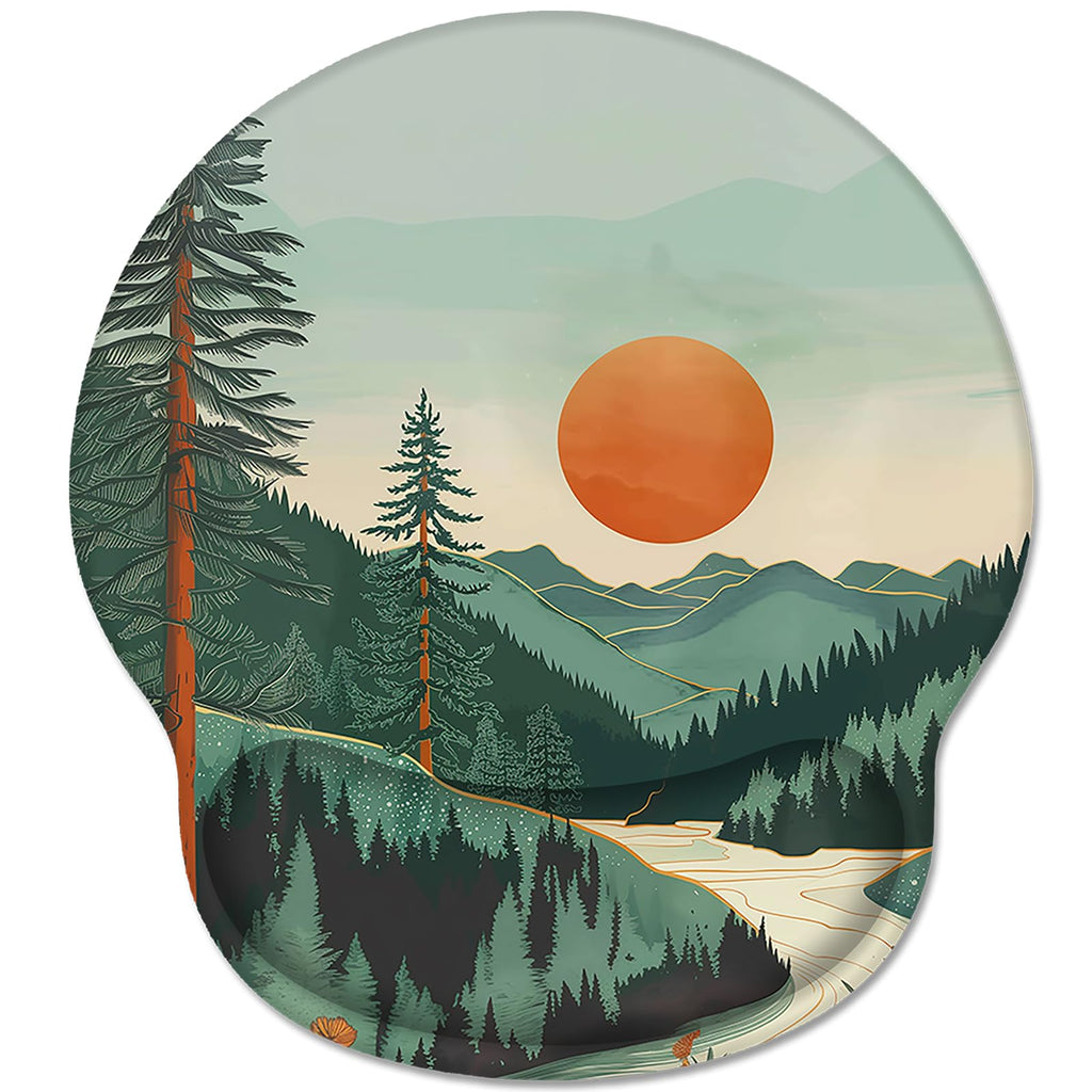 Hancynir Ergonomic Mouse Pad Wrist Support, Sunset Mountain Mouse Pads With Wrist Rest, Computer Mousepad For Desk With Non-Slip