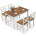 Giantex Dining Table Set for 4, Solid Wood Rectangular Table & 4 Chairs, 5 Pieces Farmhouse Dinette Set wtih Rubber Wood Legs, S