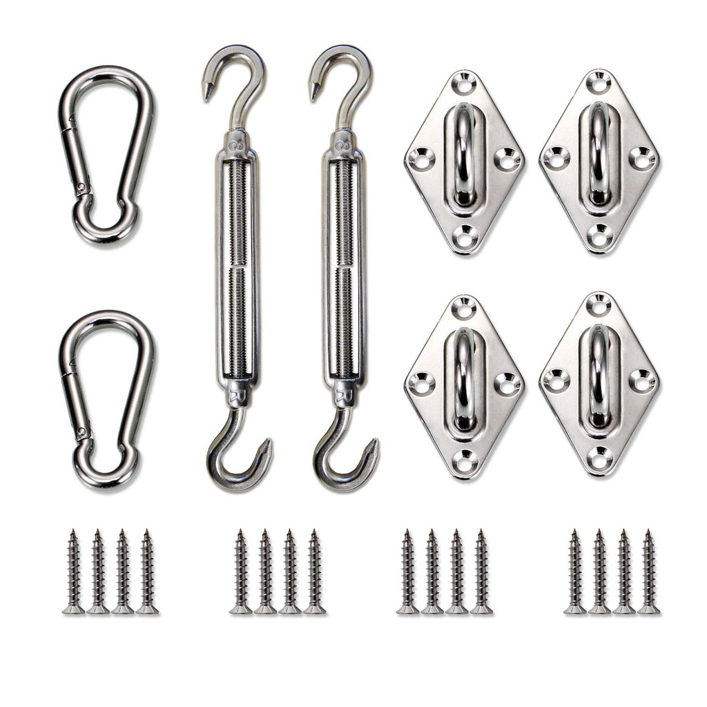 Windscreen4Less Sun Shade Sail Hardware Kit - 8 Inches - Super Heavy Duty - For Rectangle And Square Sun Shade Sail