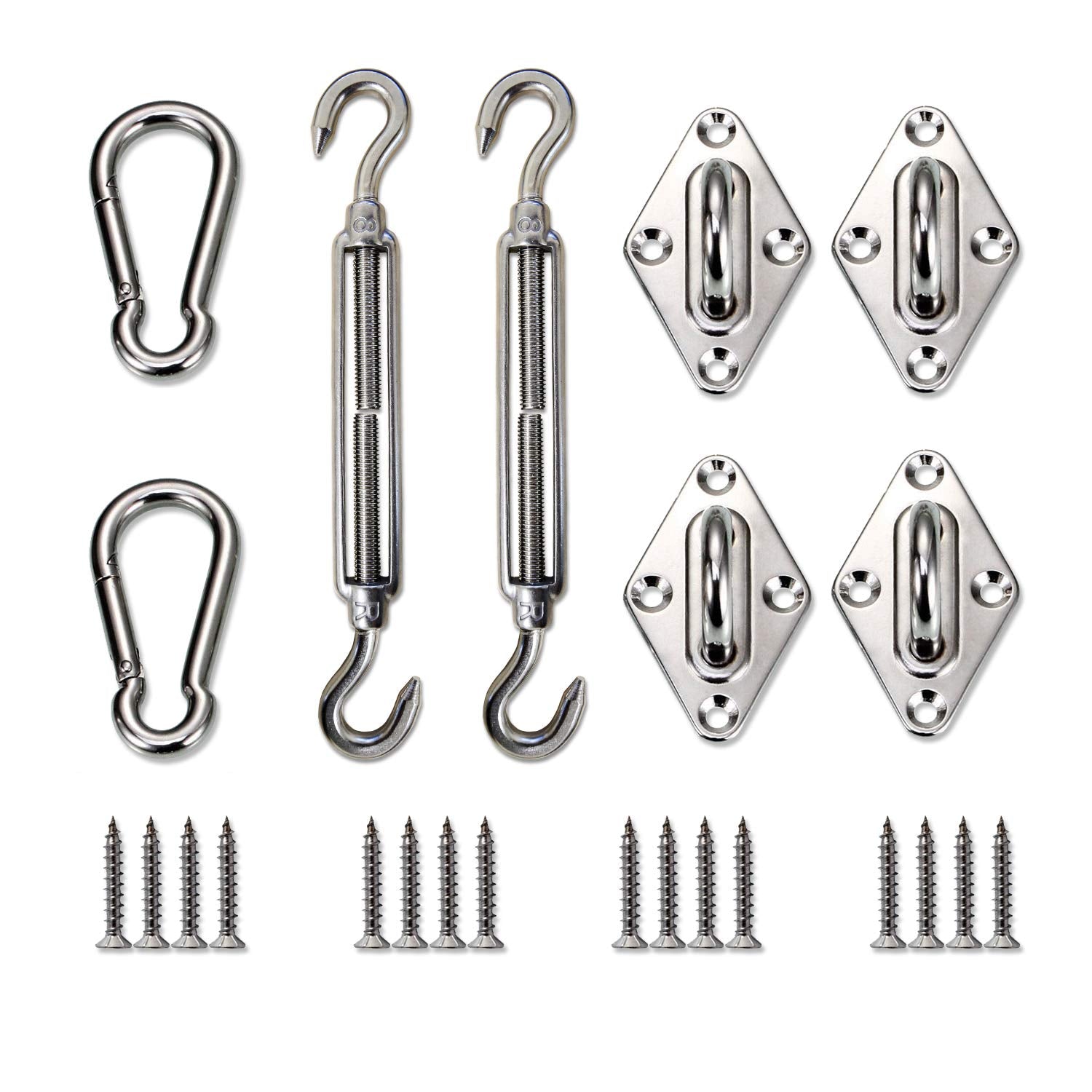 Windscreen4Less Sun Shade Sail Hardware Kit - 8 Inches - Super Heavy Duty - For Rectangle And Square Sun Shade Sail