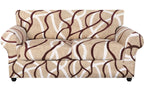 Searchi Stretch Sofa Cover Printed Couch Cover, Floral Pattern 3 Pieces Loveseat Slipcover With 2 Separate Cushion Cover, Washable Furniture Protector For Living Room(Loveseat, Khaki)