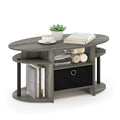 Furinno Jaya Oval Coffee Table, French Oak Grey/Black/Black