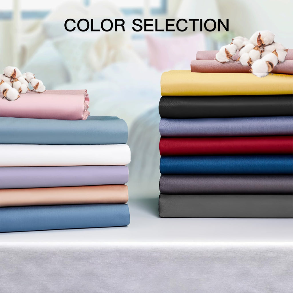 100% Cotton Standard Pillowcases Set Of 2, Deep Dream 600 Thread Count Pillow Cases, 20X26 Inches, Super Soft And Breathable Env