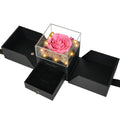 Preserved Rose Birthday Gifts for Women,Preserved Pink Rose Flower Gift with Necklace and Light,Valentines Rose Gifts for Women,