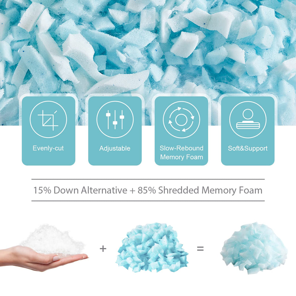 Meoflaw Cooling Pillows Queen Size,Shredded Memory Foam Bed Pillows For Sleeping, Supportive Queen Pillows For Back & Side Sleepers,Adjustable Pillows Queen Size With Washable Removable Cover