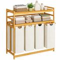 Bamboo 200L Laundry Hamper with 2 Tiers Shelf, Laundry Room Organization