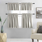 Donren Light Grey Valance - Kitchen Valances For Small Window With Rod Pocket (2 Panels,42 By 18 Inch)