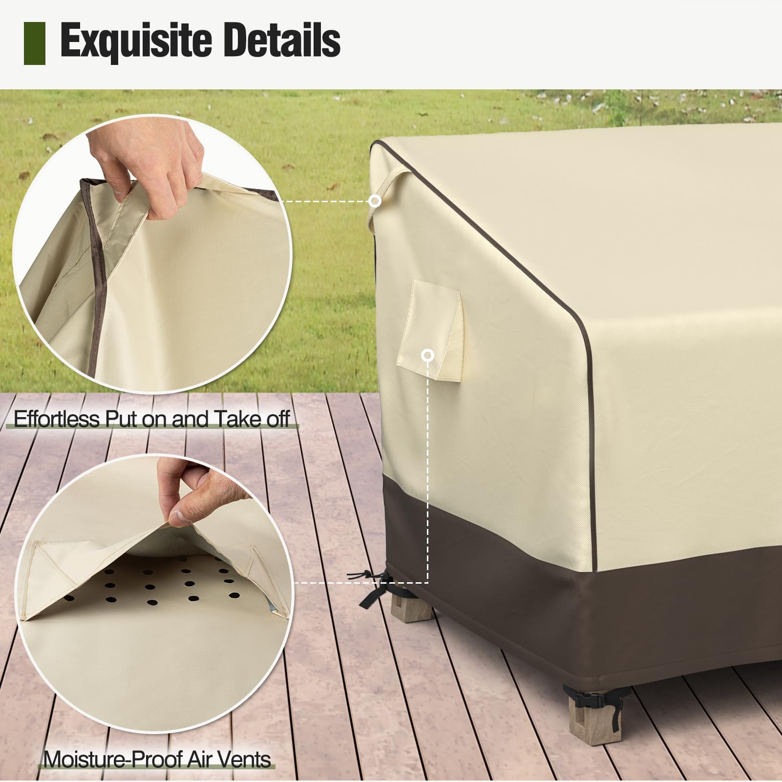 Mr. Cover Outdoor Couch Cover Waterproof, Patio Furniture Covers For 3-Seater Couch, Fits Up To 88'W X 40'D X 35'H, Moisture-Proof & Uv-Protection, Brown & Khaki