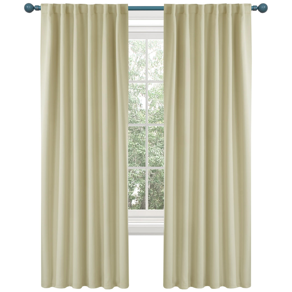 Deconovo Solid Thermal Insulated Window Blackout Curtains, Beige Rod Pocket And Back Tab Curtains - Window Coverings Curtains For Girls Room, 52X95 Inch, Beige, 2 Panels