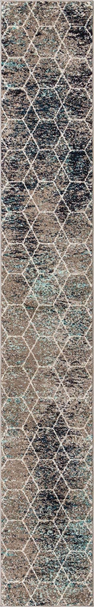 Unique Loom Trellis Frieze Collection Area Rug - Geometric (2 x 13 Runner, Blue Multi/ Ivory)