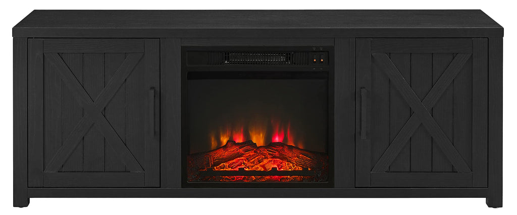 Crosley Furniture Gordon KF100758BK Low Profile Fireplace TV Stand Black Engineered Wood