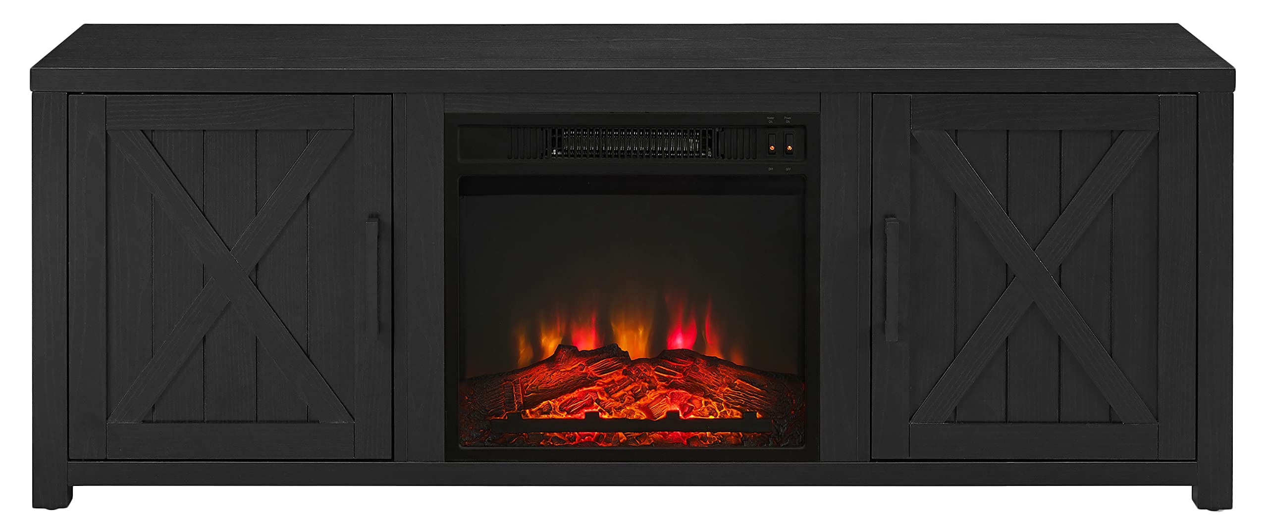 Crosley Furniture Gordon KF100758BK Low Profile Fireplace TV Stand Black Engineered Wood