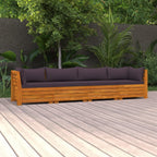 vidaXL Solid Acacia Wood 4-Seater Patio Sofa with Cushions Outdoor Garden Terrace Yard Wooden Seat Seating Sitting Chair Sofa Furniture