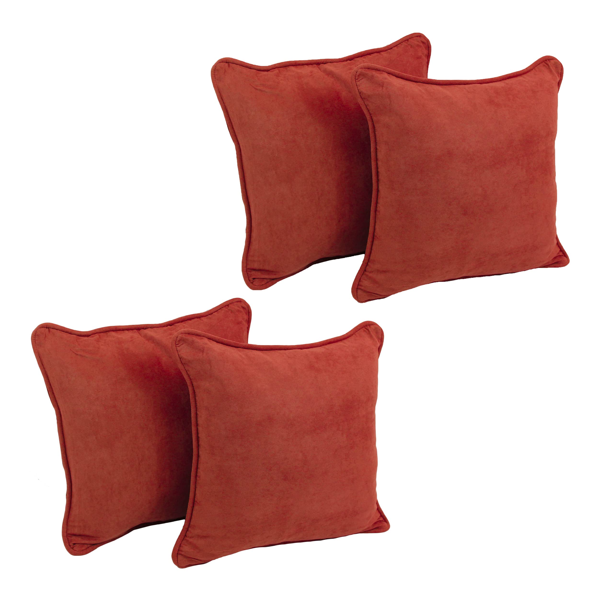 Blazing Needles Corded Microsuede Throw Pillow, 18", Cardinal Red 4 Count