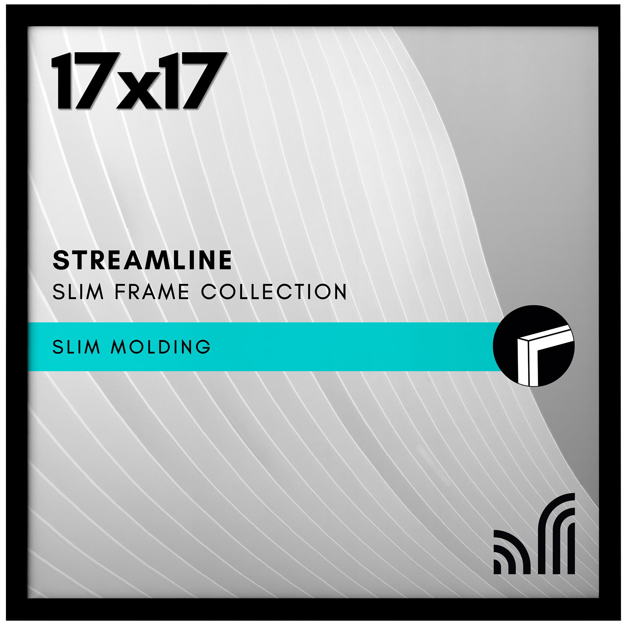 Americanflat 17x17 Picture Frame with Polished Plexiglass - Streamline Collection - Thin Square Picture Frame for Wall Display -