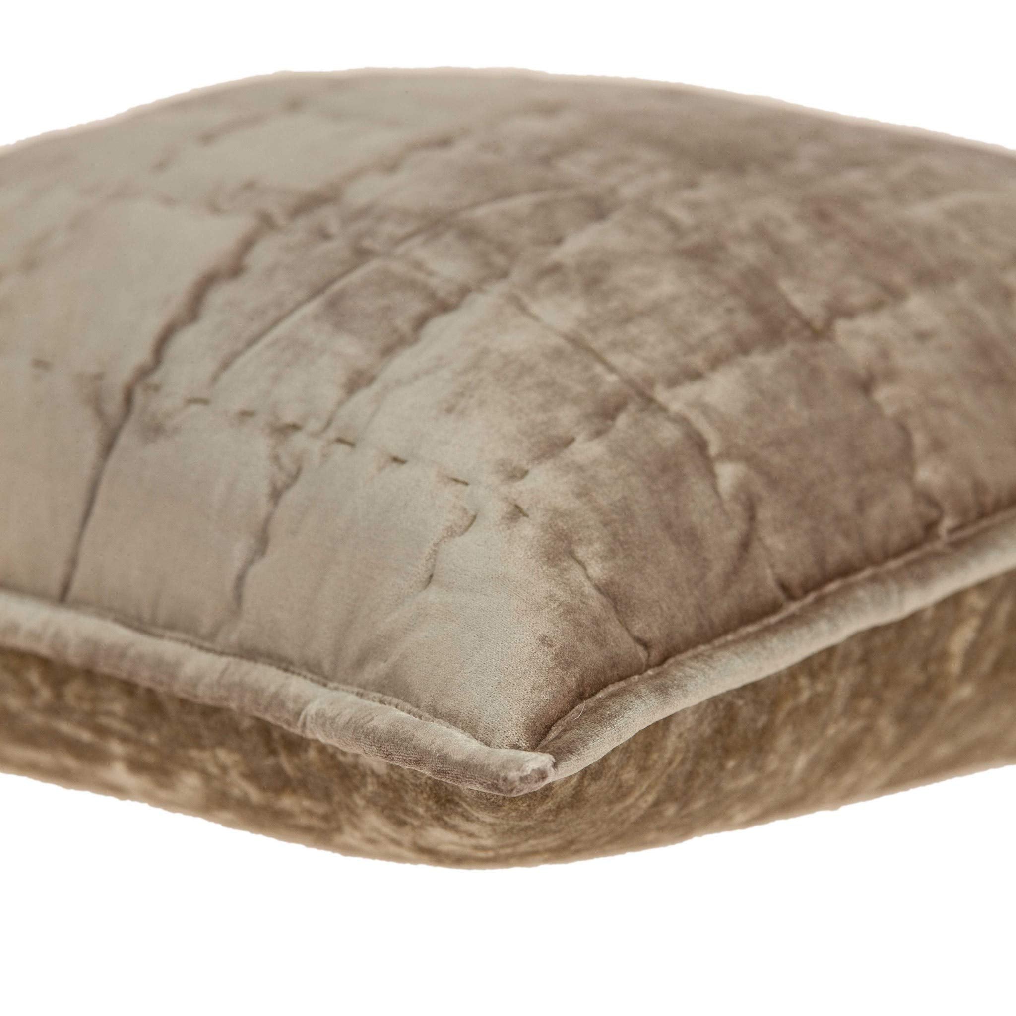 HomeRoots 50% Cotton, 50% Viscose 20' x 7' x 20' Transitional Taupe Solid Quilted Pillow Cover with Poly Insert