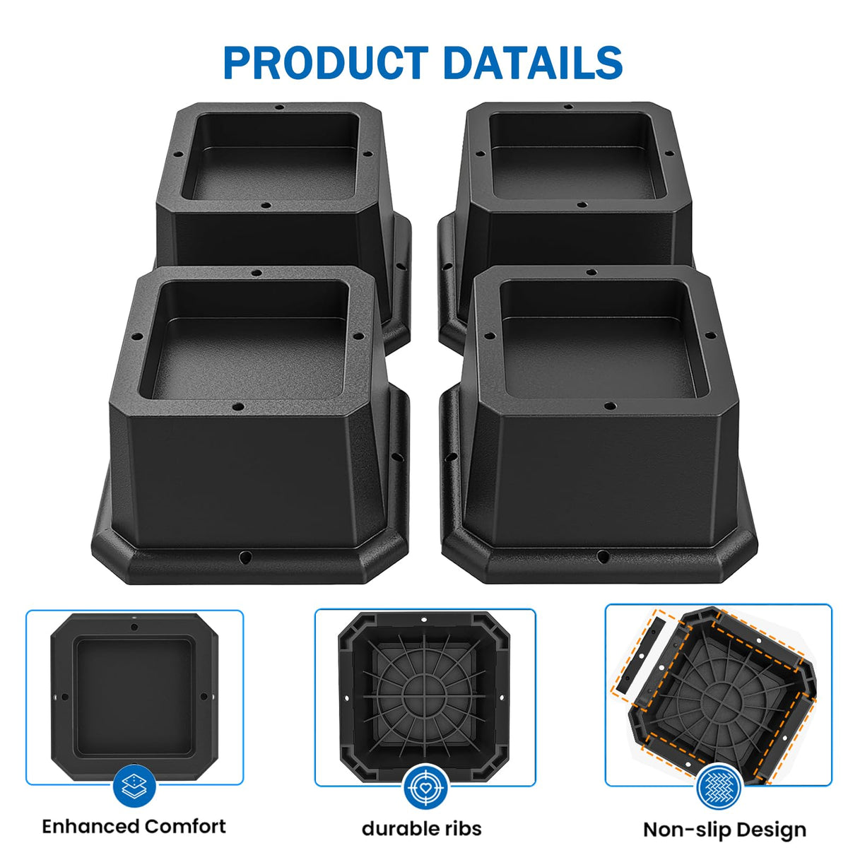Annkut Furniture Risers 2 Inch-Bed Risers Heavy Duty-Desk Risers For Chair And Table Legs Elevation -Bed Lifts Risers (Set Of 4