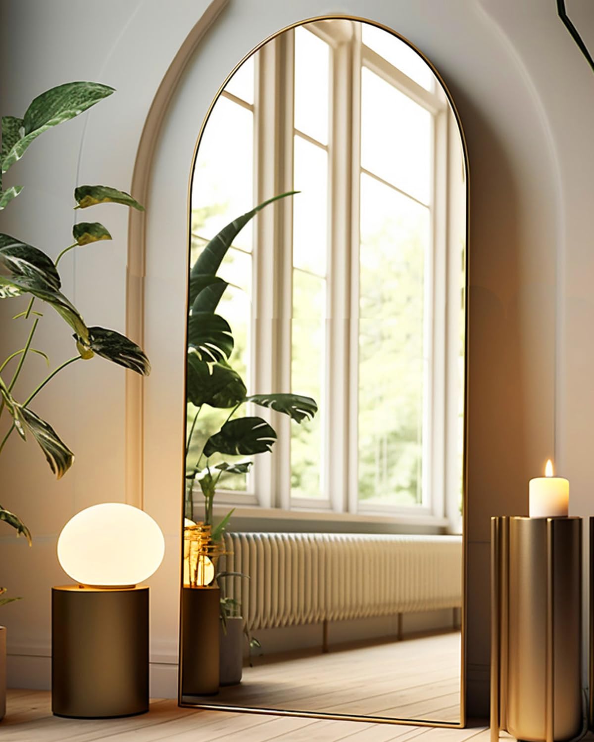 Beverdy Full Length Mirror, Arched Floor Mirror With Stand, 26''X68'' Oversized Floor Mirror, Wall Mirror Full Length Freestandi