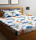 Home Sizzler 144Tc KidS Dinosours Double Bedsheet With 2 King Size Pillow Covers