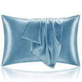 Bedelite Satin Pillowcase With Zipper 2 Pack, Airy Blue Pillow Cases Standard Size, Super Soft And Cooling Similar To Silk Pillo