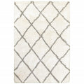 HomeRoots Polypropylene 8’ x 11’ Ivory and Gray Geometric Lattice Area Rug