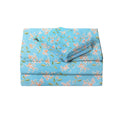 Jsd Blue Floral Printed Sheet Set Full Size, 4 Piece Soft Pattern Microfiber Sheets Extra Deep Pocket