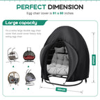 Boyspringg Patio Egg Chair Cover, 91X80 Inches, Extra Large Double Egg Chair Cover For Outdoor Furniture, Heavy Duty Swing Hanging Egg Chair Cover Waterproof, Anti-Uv, Dust-Proof(Black)