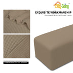 Easy-Going Stretch Ottoman Cover Folding Storage Stool Furniture Protector Soft Rectangle Slipcover With Elastic Bottom(Ottoman Large,Natural)
