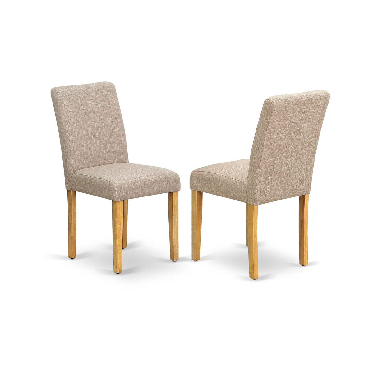East West Furniture Anab3-Oak-04 3 Piece Dinette Set For Small Spaces Contains A Round Dining Table With Pedestal And 2 Light Tan Linen Fabric Upholstered Chairs, 36X36 Inch, Oak