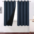 LEMOMO 100% Blackout Navy Blue Curtains with Black Lining/52 x 63 Inch/Set of 2 Panels Thermal Insulated Room Darkening Curtains