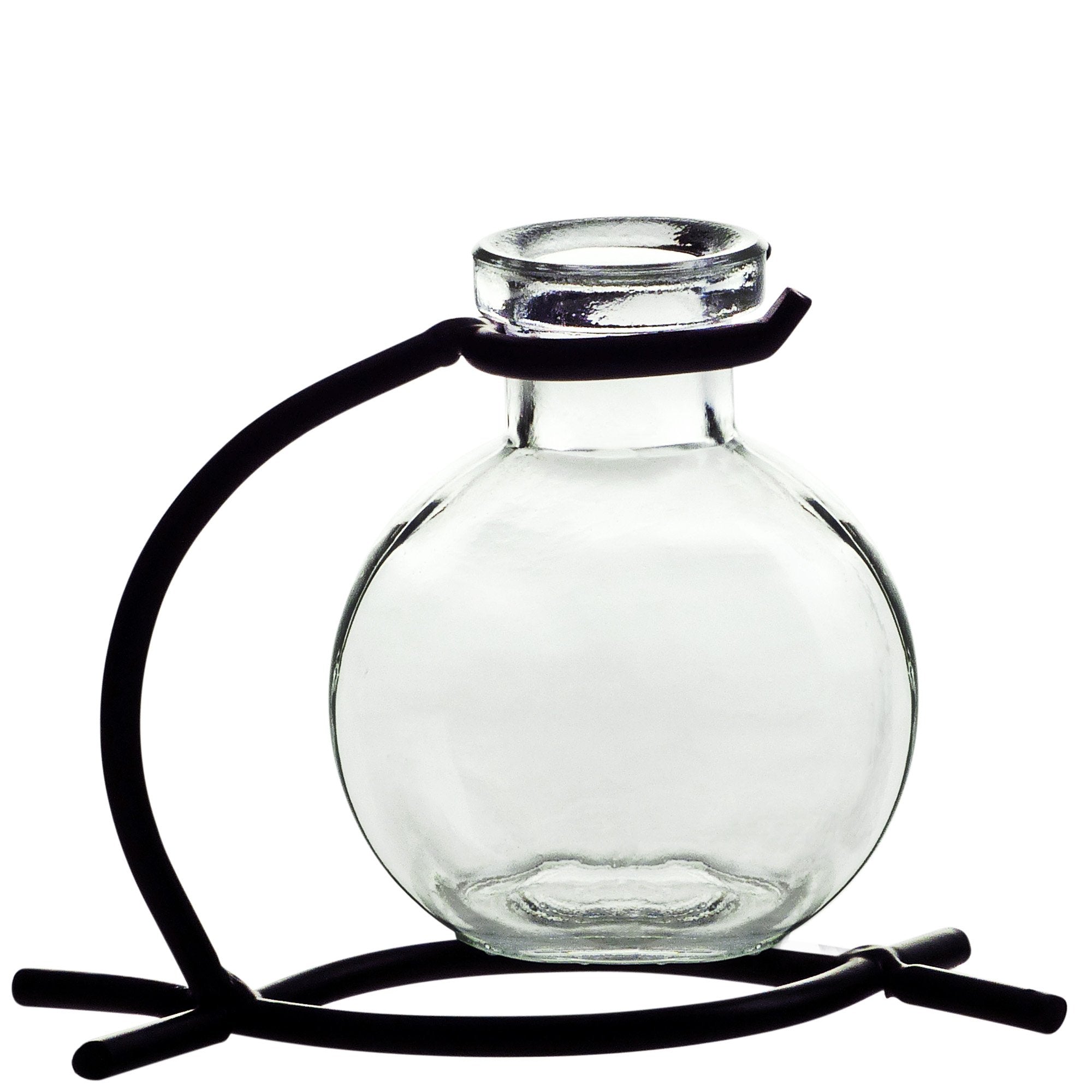 Couronne Company M501-200-00 Casablanca Recycled Glass Vase & Metal Stand, 4, Clear, 1 Piece