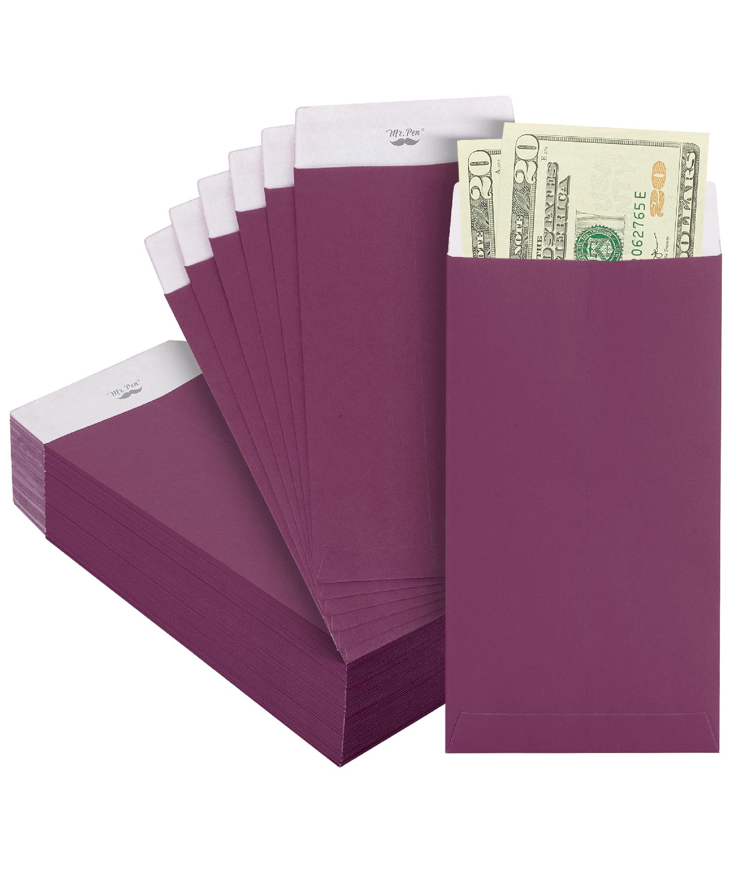 Mr. Pen- Money Envelopes For Cash, 100 Pack, 6.5' X 3.5', Purple Cash Envelopes, 100 Envelopes Money Saving Challenge, Money S