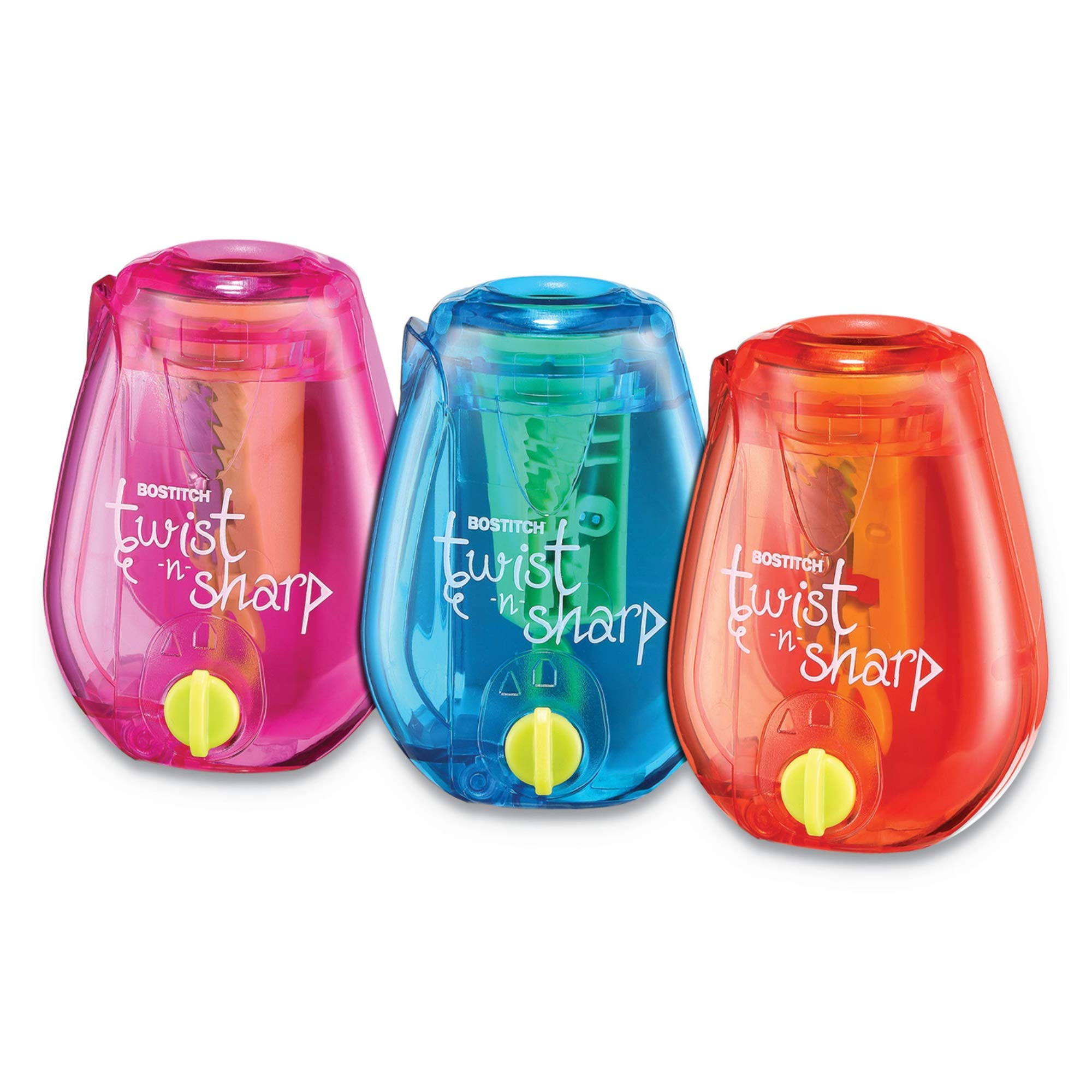Twist-N-Sharp Pencil Sharpener, Random Assorted, 3 1/2 X 1 1/4 X 5 1/2, 6/Pk