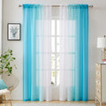 Ombre Faux Linen Sheer Curtains for Bedroom Living Room Rod Pocket , Privacy and Light Filtering, 2 Tone Reversible Gradient Voi