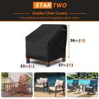 Startwo Patio Chair Covers 2 Pack Outdoor Furniture Covers Waterproof Fit For 32' Lx 37' W X 36' H, Lounge Deep Seat Cover, Heavy Duty Chair Covers For Lawn Furnitures, Black