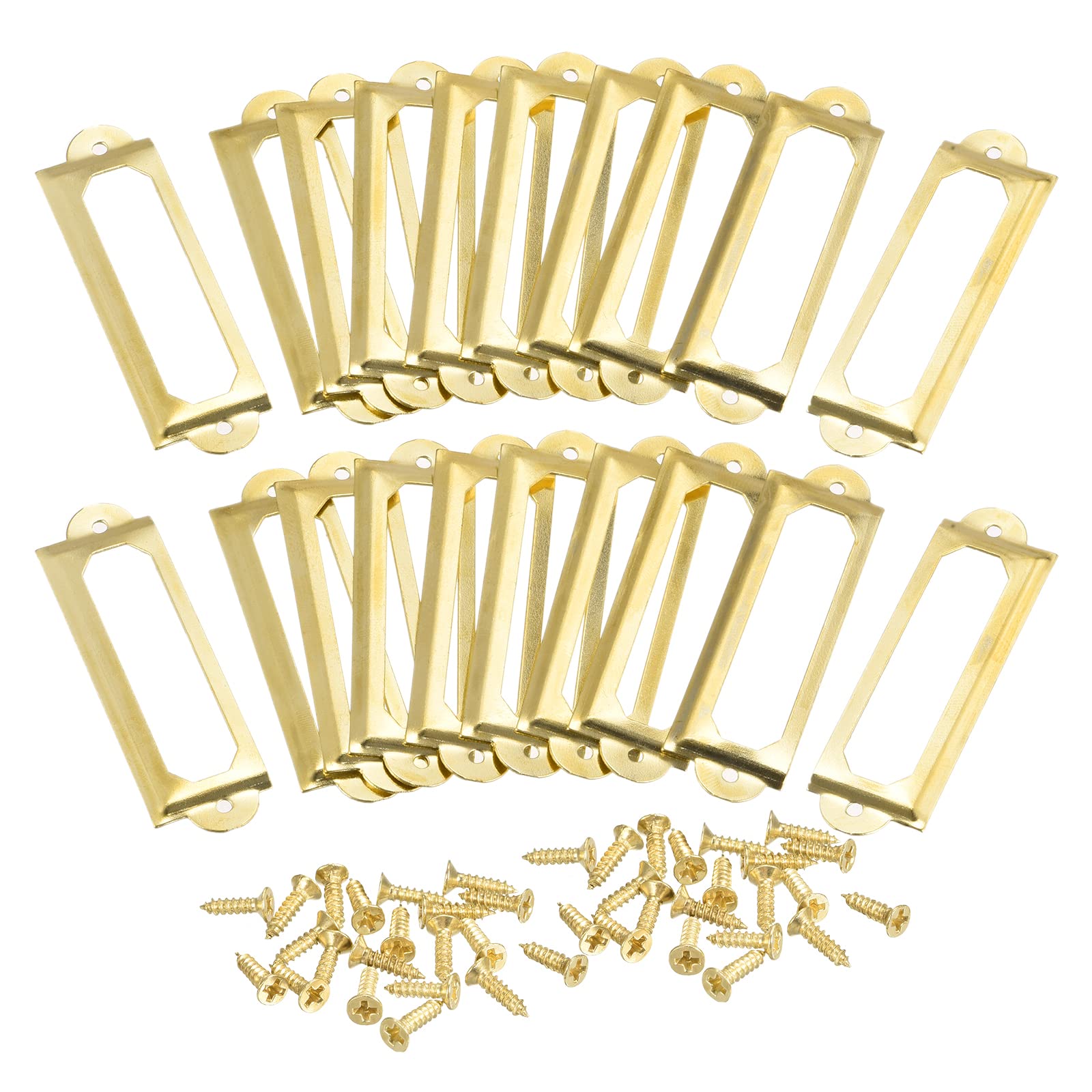 Uxcell Metal Label Holders, 60X17Mm 30Pcs File Name Card Tag Label Holder Frame For Office Library Drawer Cabinet Shelves, Gold