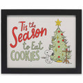 Peanuts Snoopy Tis the Season to Eat Cookies Framed Wood Wall Decor - Cute Snoopy Christmas Picture for Holiday Decor